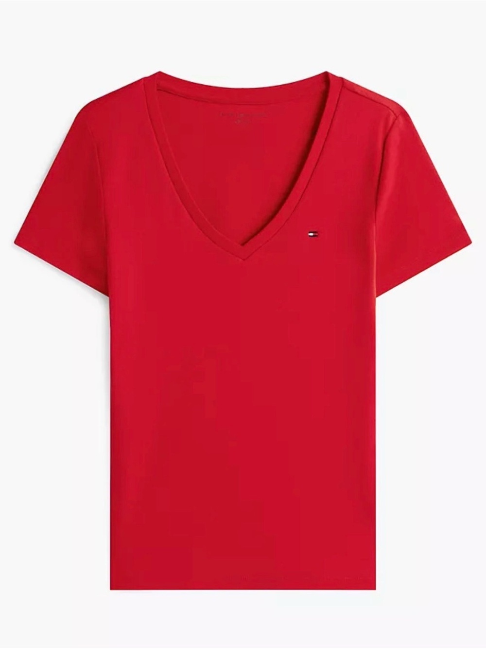 Tommy Hilfiger Red V-Neck Short Sleeve Tee